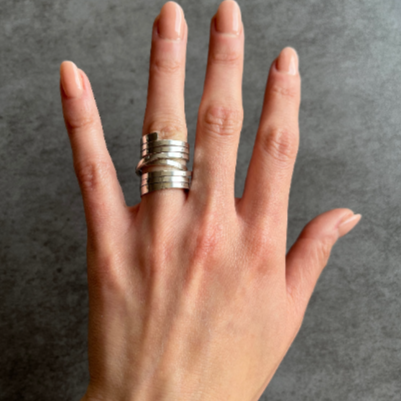 Handmade Sterling Silver rope ring (one long strand of molded sterling silver)